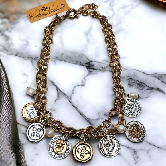 Patricia Nash Jewelry - Patricia Nash Double Chain Charm World Coin Necklace